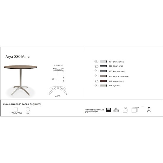 Arya 330 Masa Ø79 / 79x79 Arya 330 Masa Ø79 / 79x79
