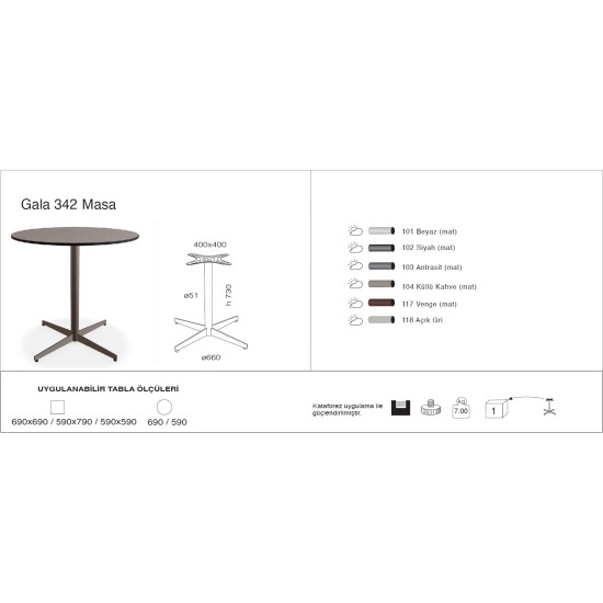 Gala 342 Masa Ø59 / Ø69 / 59x59 / 69x69