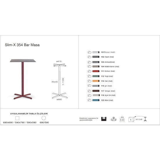Slim-X 354 Masa Ø59 / Ø69 / 59x59 / 69x69 - BAR Slim-X 354 Masa Ø59 / Ø69 / 59x59 / 69x69 - BAR