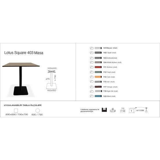 Lotus Square 403 Masa  Ø79 / Ø89 / 79x79 / 89x89