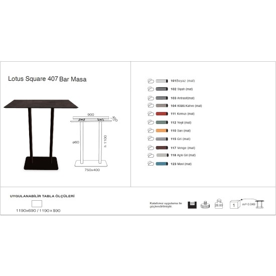 Lotus Square 407 Masa 69x119 - BAR Lotus Square 407 Masa 69x119 - BAR