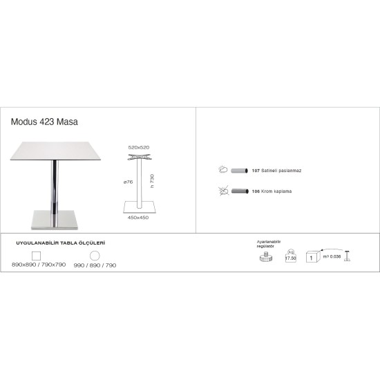 Modus 423 Masa Ø79 / Ø89 / Ø99 / 79x79 / 89x89