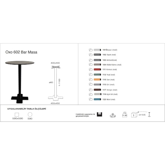 Oxo 602 Masa Ø59 / 59x59 - BAR Oxo 602 Masa Ø59 / 59x59 - BAR