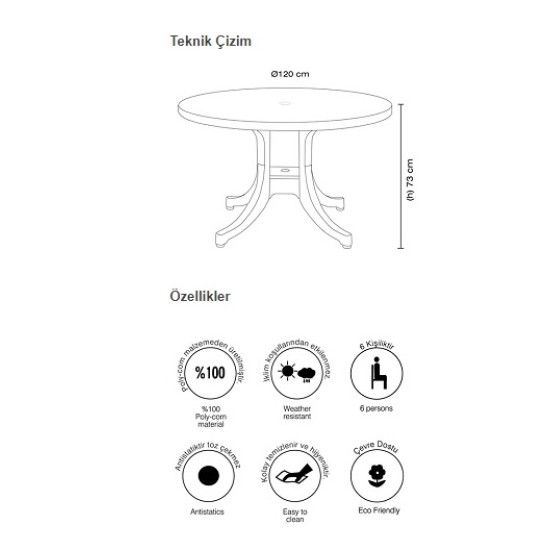 FAVORİ  (Ø120 cm - 6 kişilik)