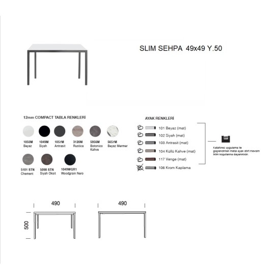 Slim Sehpa 49x49