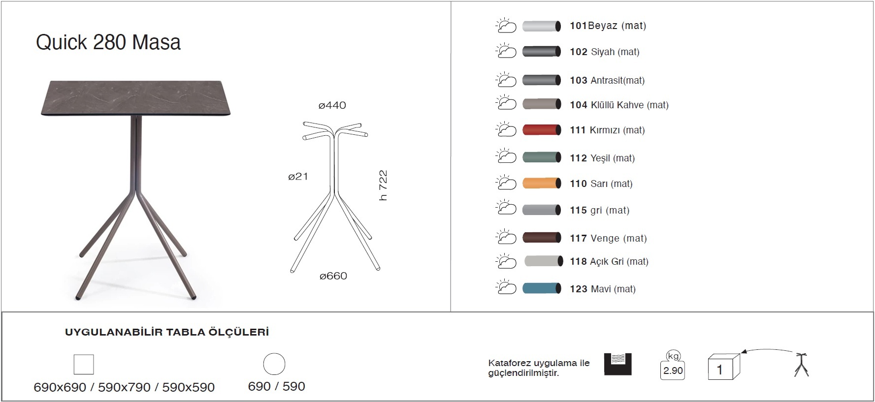 Quick 280 Masa Ø59 / Ø69 / 59x59 / 69x69
