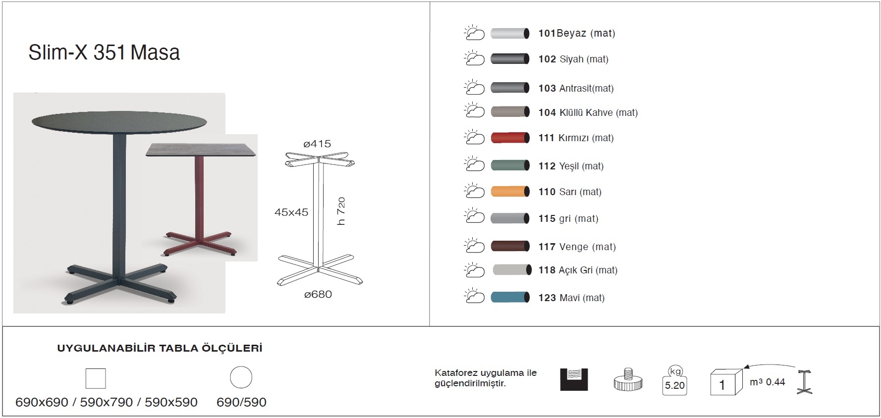 Slim-X 351 Masa Ø59 / Ø69 / 59x59 / 69x69