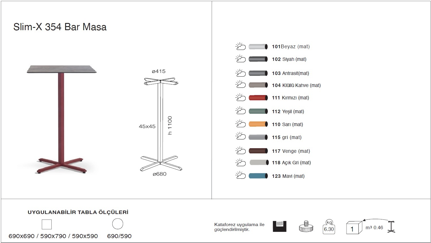 Slim-X 354 Masa Ø59 / Ø69 / 59x59 / 69x69 - BAR Slim-X 354 Masa Ø59 / Ø69 / 59x59 / 69x69 - BAR
