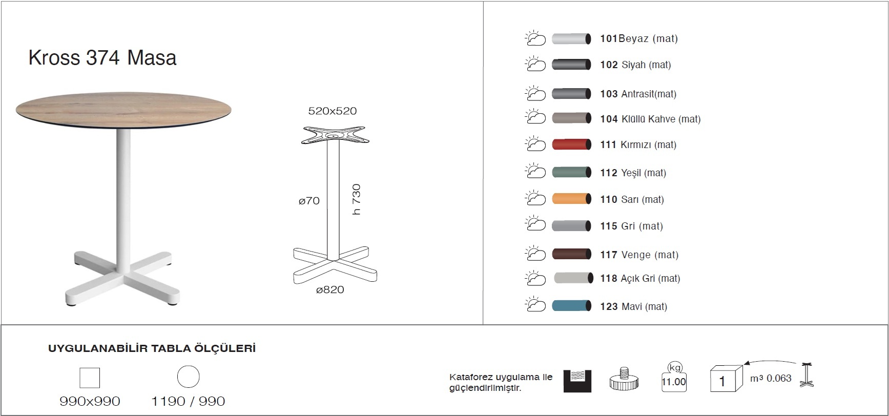 Kross 374 Masa  Ø99 / Ø119 / 99x99