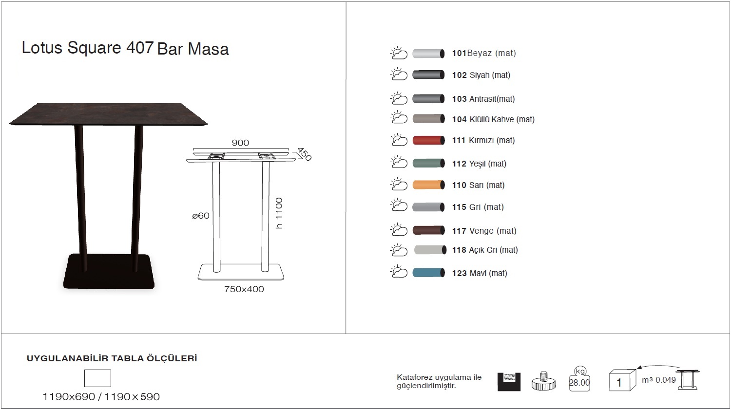 Lotus Square 407 Masa 69x119 - BAR Lotus Square 407 Masa 69x119 - BAR
