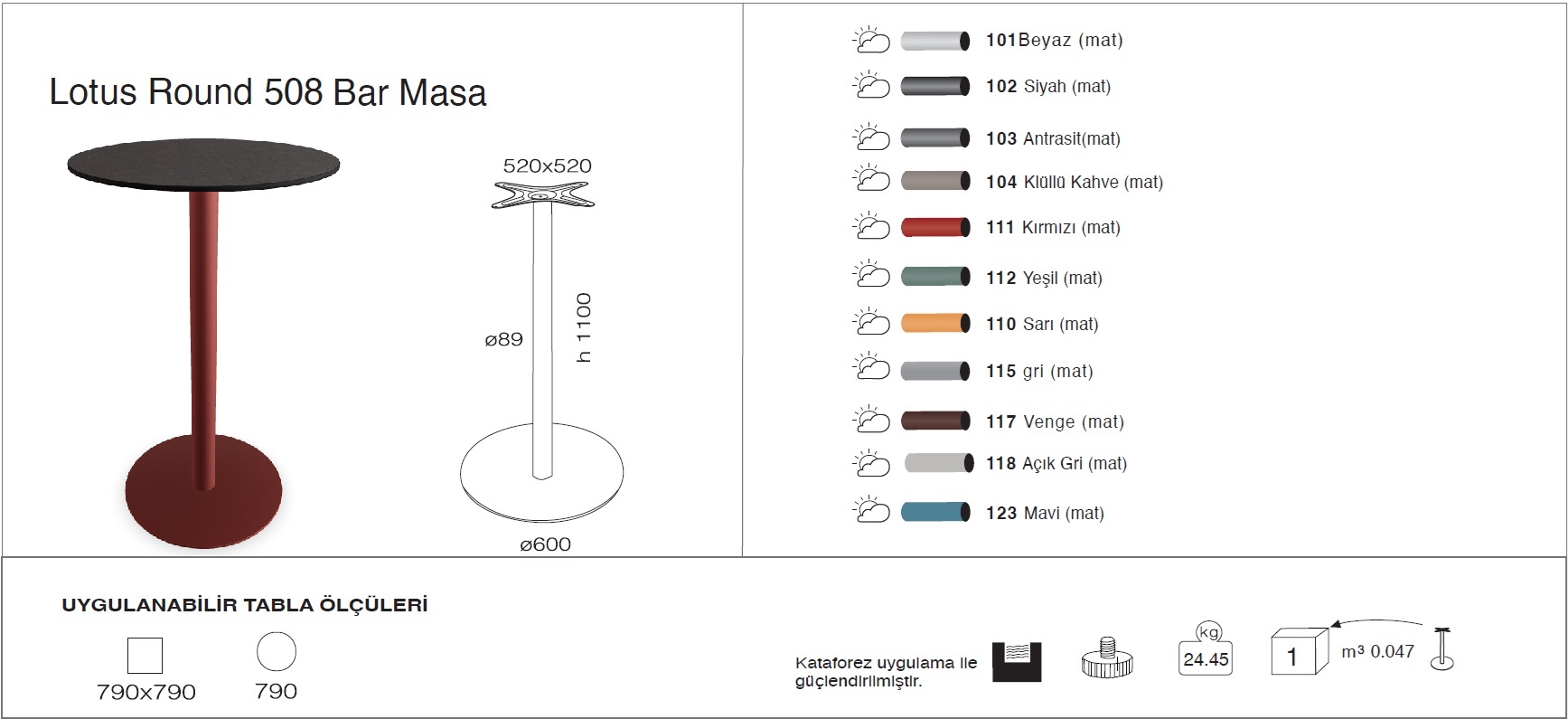 Lotus Round 508 Masa Ø79 / 79x79 - BAR Lotus Round 508 Masa Ø79 / 79x79 - BAR