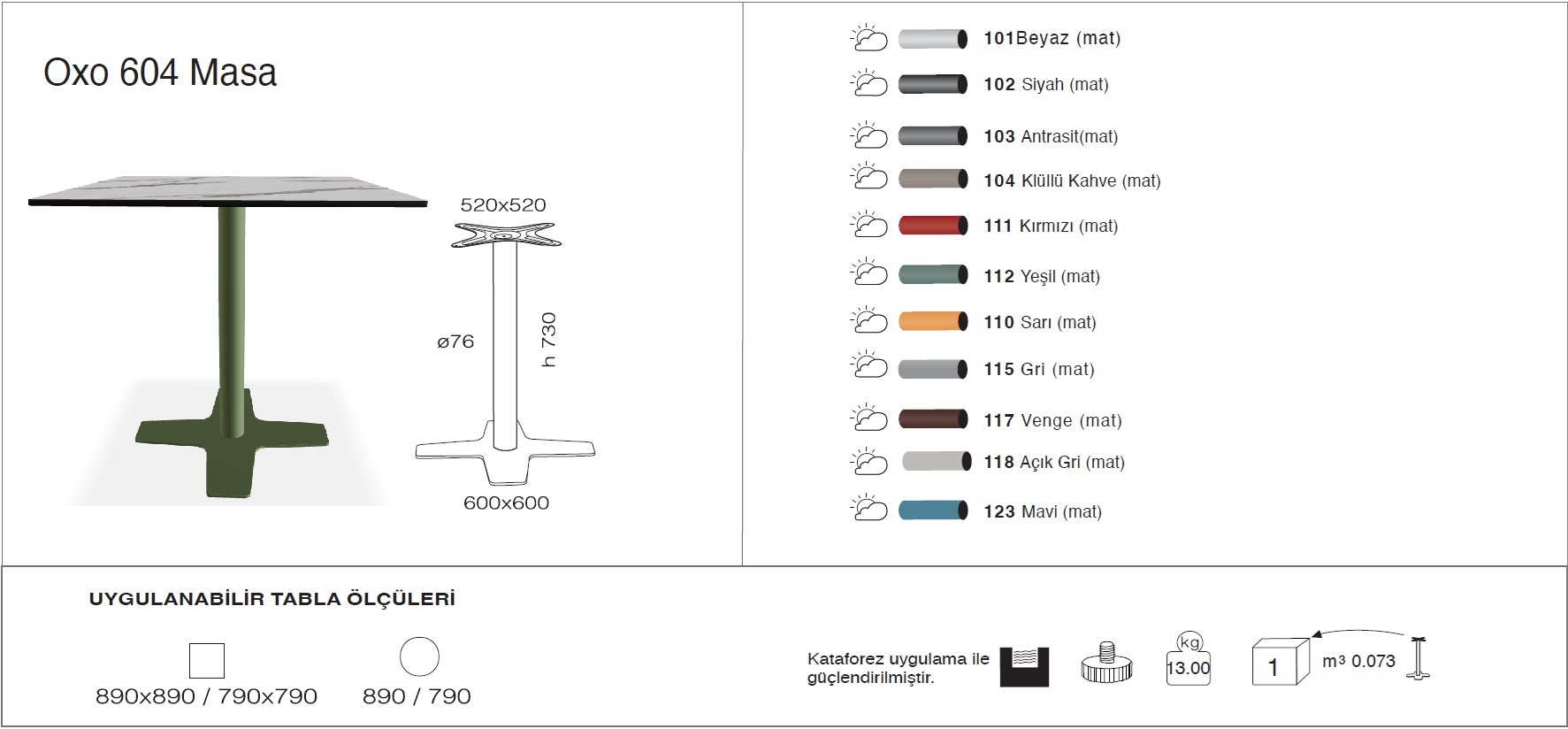 Oxo 604 Masa 79x79 / 89x89 Oxo 604 Masa 79x79 / 89x89