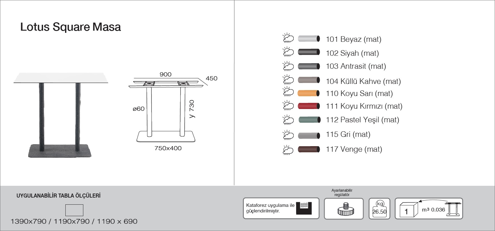 Lotus Square Masa (119x69/119xx79/139x79)