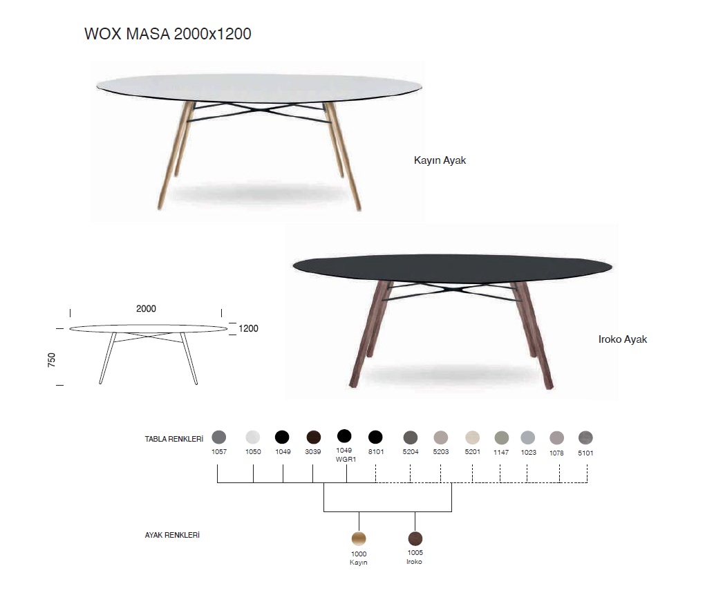 Wox Masa 200x120 (kayın) Wox Masa 200x120 (kayın)