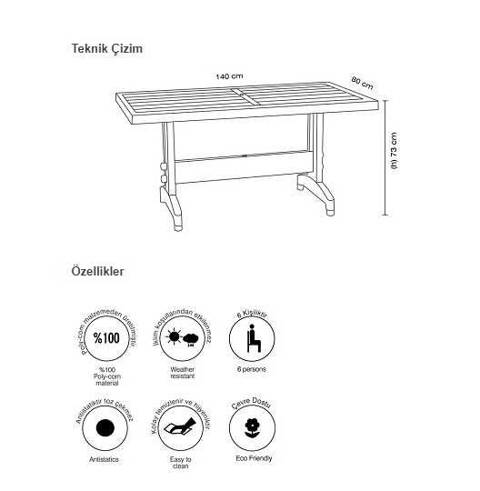 DiVA MASA  (80x140 - 6 kişilik)