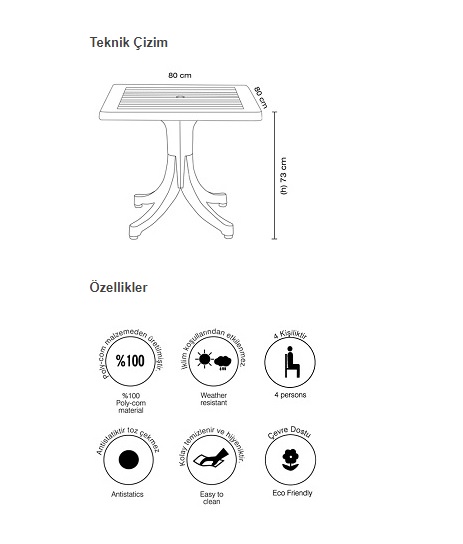 DiVA MASA (80x80 - 4 kişilik)