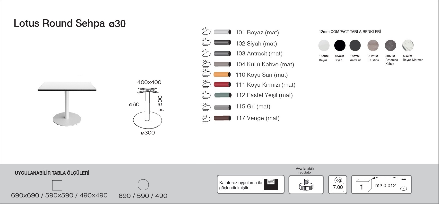 Lotus Round Sehpa (49/59/69)