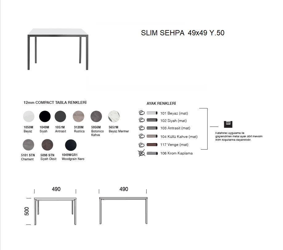 Slim Sehpa 49x49