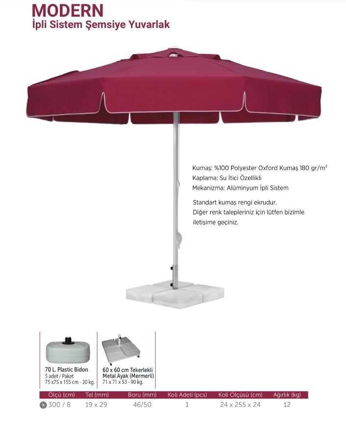 MODERN | İpli Sistem Yuvarlak Şemsiye - Ø300