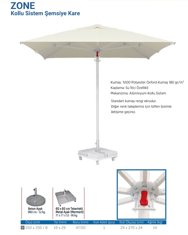 ZONE | Kollu Sistem Şemsiye 250x250